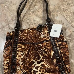 Leopard Print Tote Bag - Brown